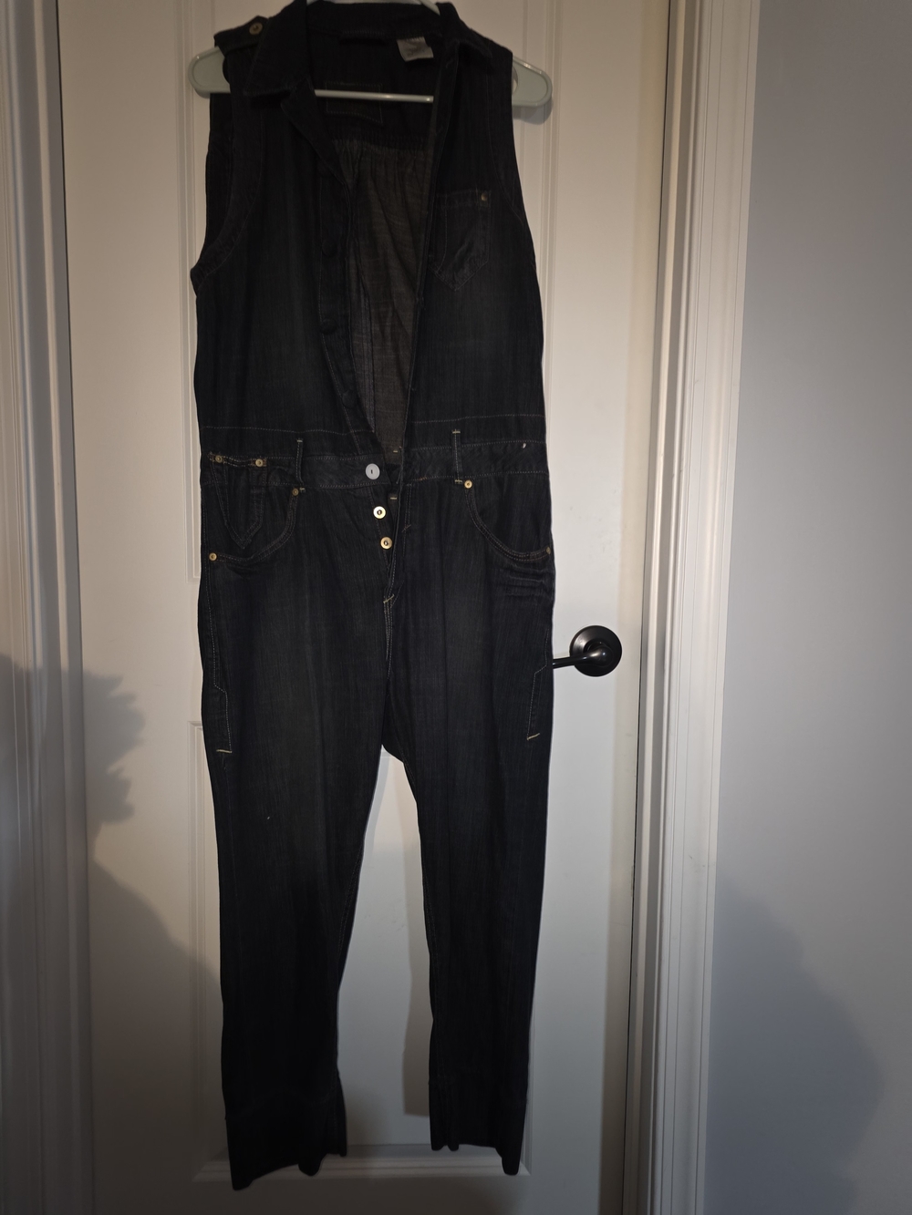 Levi's Dark Indigo Denim Jumpsuit with Brown Stitching